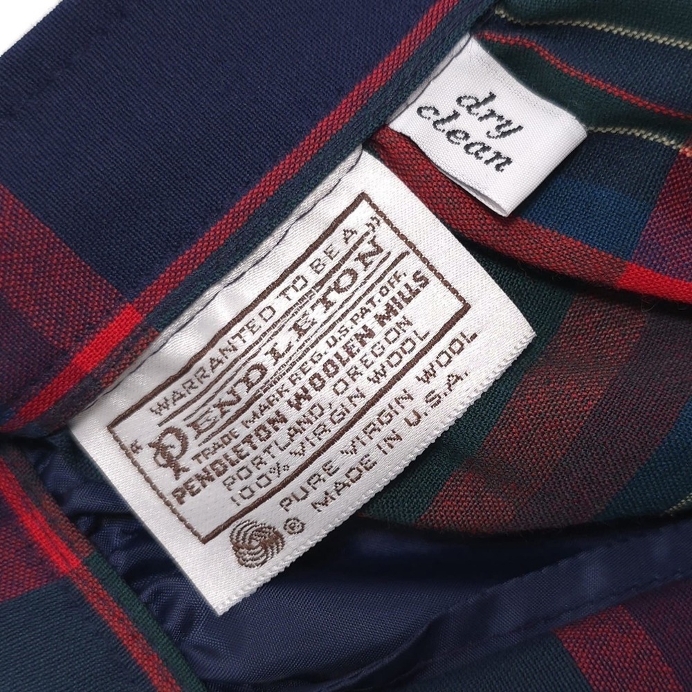 PENDLETON Plaid 100% Virgin Wool Skirt Knee Lenght Vintage USA Made Size 8 Check - Picture 2 of 11